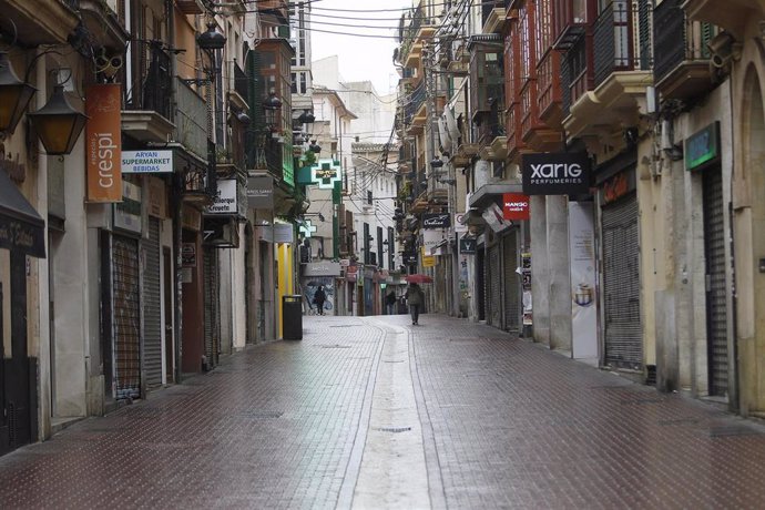 Calle Sindicato, llena de comercios, en Palma.