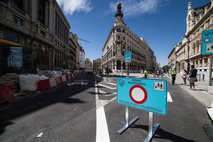 Peatonalización de la Puerta del Sol, a 20 de agosto de 2020.