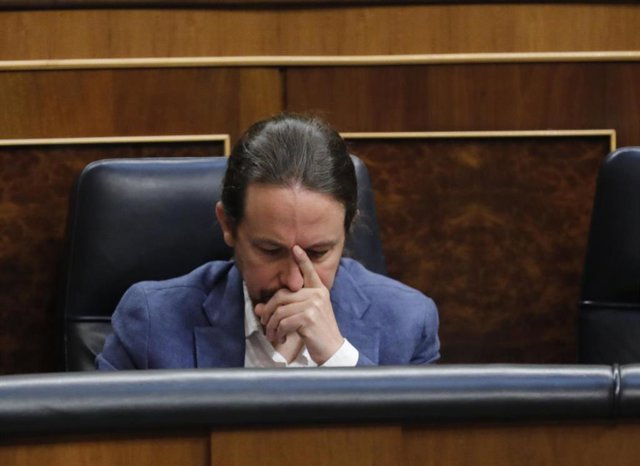 El vicepresidente segundo del Gobierno, Pablo Iglesias, en el Pleno del Congreso