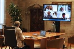 El presidente de la Generalitat Quim Torra, en la reunión de seguimiento de la evolución de covid-19