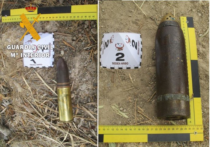 Proyectiles de la Guerra Civil encontrados en Bácor