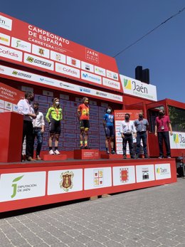 Podio del Campeonato de España de Ciclismo contrareloj en la categoría elite femenina.