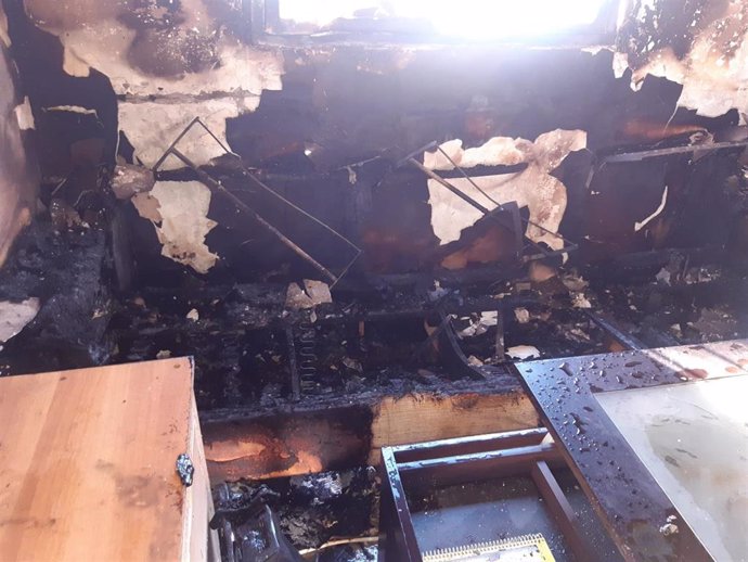 Estado de la casa incendiada en Sanlúcar