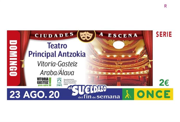 El Teatro Principal Antzokia de Vitoria protagoniza el cupón de la ONCE el domingo 23 de agosto