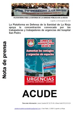 Los trabajadores de urgencias se concentran un lunes más