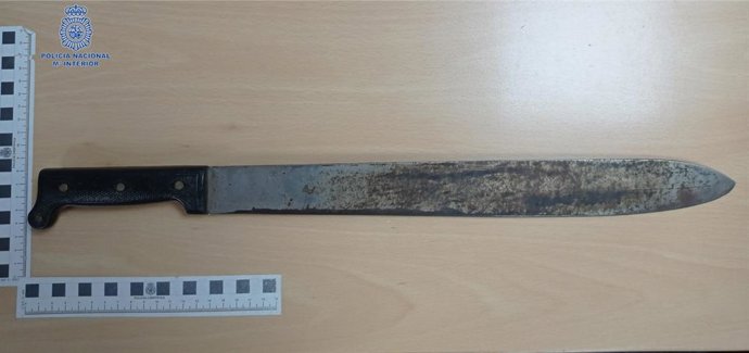 Machete intervenido al hombre detenido por maltratar a su pareja en Pere Garau.