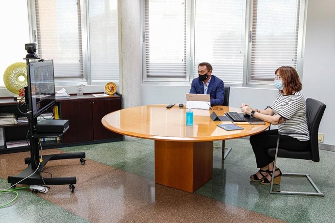 La consejera de Política Social, Isabel Franco, en una reunión telemática