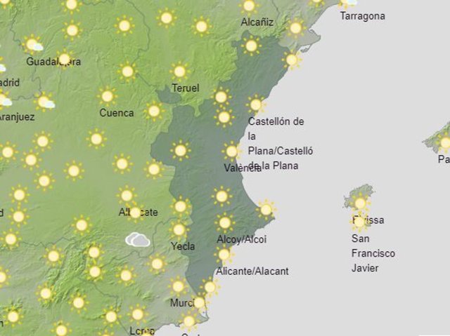 Previsión del tiempo para este martes en la Comunitat Valenciana