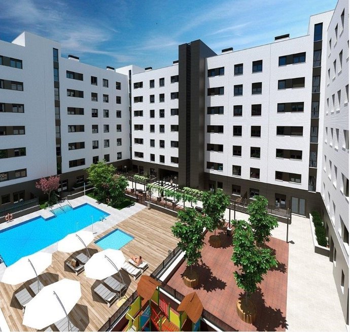 Bloques de viviendas con piscina