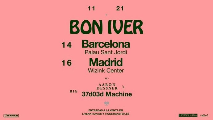 Conciertos de Bon Iver en Barcelona y Madrid en noviembre de 2021