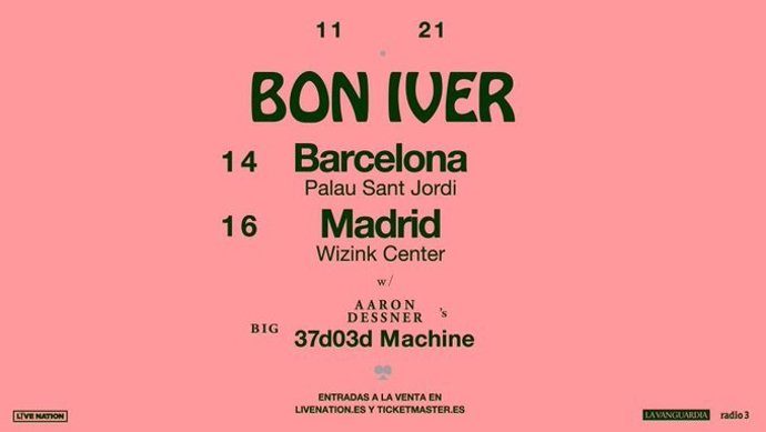 Concerts de Bon Iver a Barcelona i Madrid al novembre de 2021