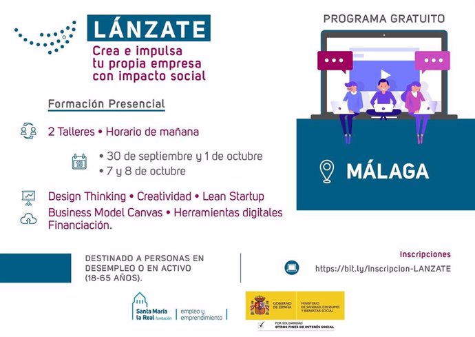 Málaga y Sevilla acogerán el programa formativo 'Lánzate' para fomentar el emprendimiento con impacto social