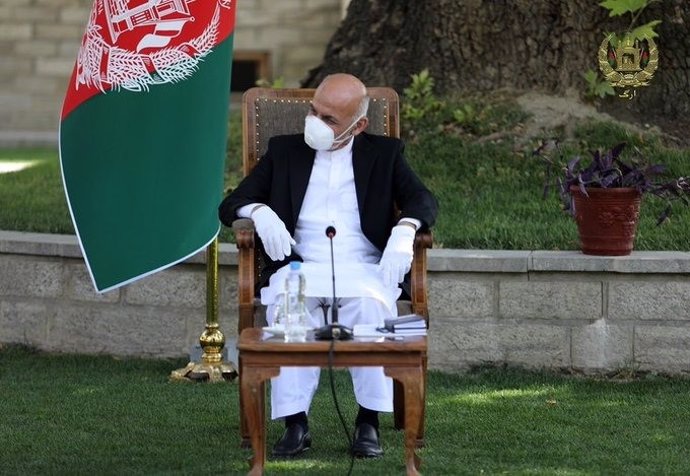 El presidente afgano, Ashraf Ghani, en un acto en el recinto del palacio presidencial