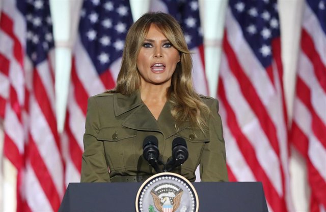 La primera dama de Estados Unidos, Melania Trump, durante su intervención en la Convención Republicana.