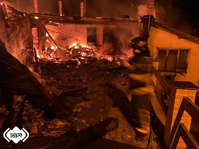 Incendio en un pajar