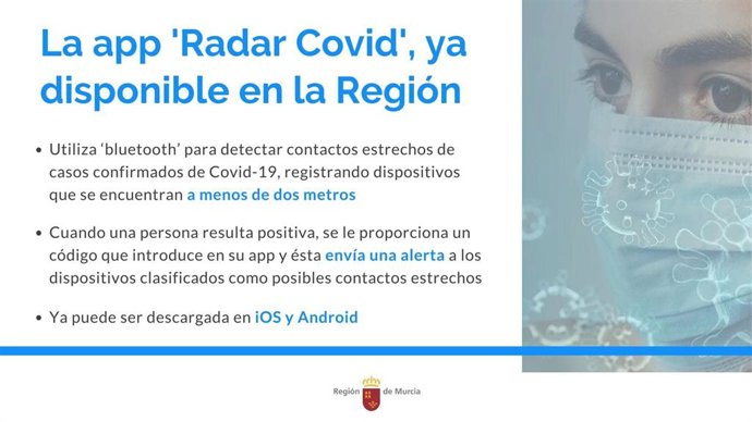 La aplicación 'Radar Covid' ya está disponible en la Región de Murcia