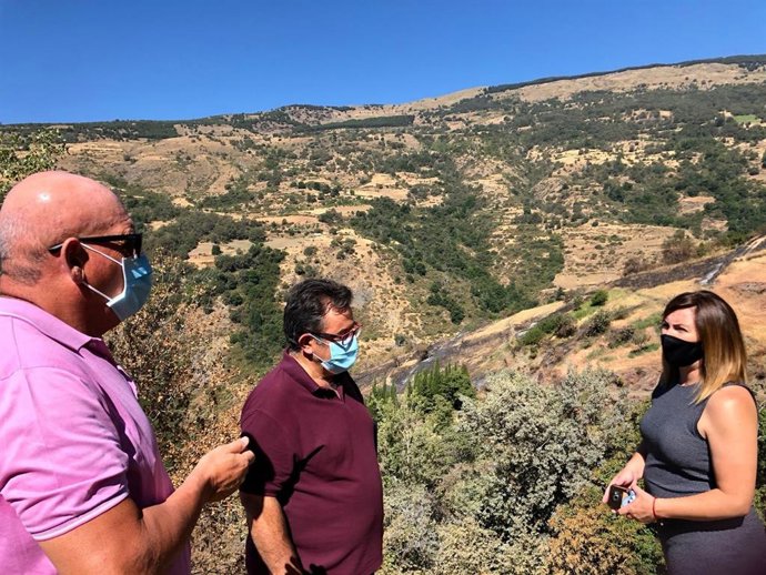 Visita del PSOE a la zona afectada por un incendio forestal en el barranco del Poqueira