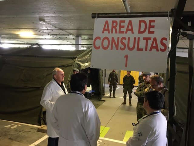 Area de triaje instalada por el Ejército en el HUCA, en marzo. 