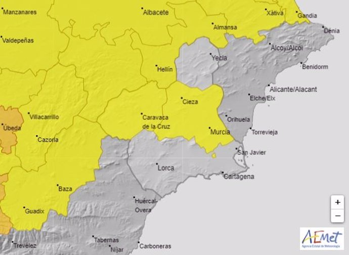 La Aemet emite aviso amarillo por altas temperaturas este miércoles en la Vega del Segura y el Noroeste