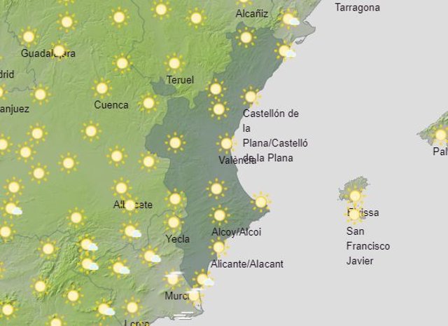 Previsión del tiempo en la Comunitat para este jueves 27 de agosto.