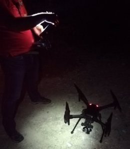 Dispositivo de búsqueda de la Policía Foral con un dron para localizar a un hombre desaparecido en Miranda de Arga.