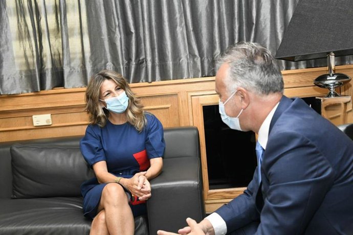 La ministra de Trabajo, Yolanda Díaz, en Canarias.