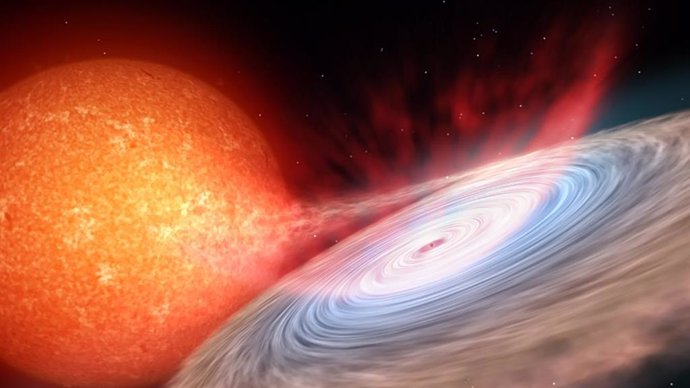 Descubren continuos vientos infrarrojos durante la erupción de un agujero negro de masa estelar
