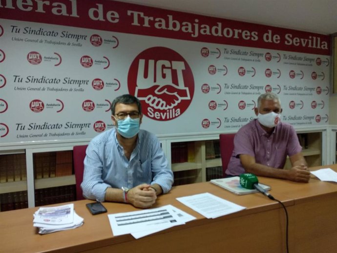 Rueda de prensa de los responsables de UGT-FICA Sevilla