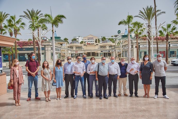Representantes de Ashotel, diputados y senadores durante un recorrido por zonas turísticas del sur de Tenerife