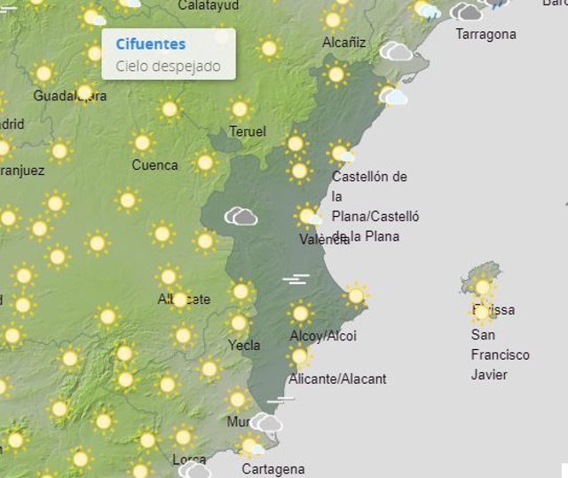 El tiempo en la Comunitat Valenciana este viernes 28 de agosto.