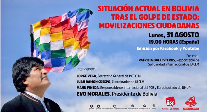 Evo Morales participará en un acto sobre la situación en Bolivia organizado por 
