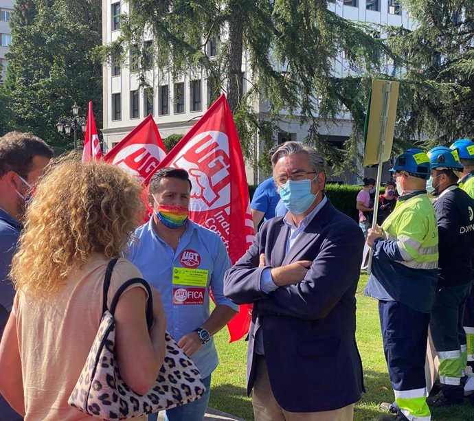 Pablo González, en la concentración de los trabajadores de Dominion