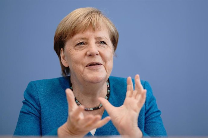 La canciller alemana, Angela Merkel, en rueda de prensa en Berlín