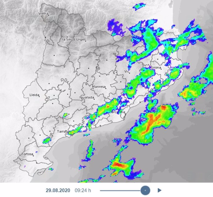 Mapa de lluvias en Catalunya este viernes y sábado