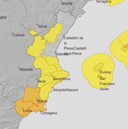Avisos amarillos por tormentas este sábado en la Comunitat Valenciana
