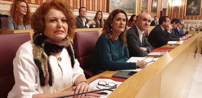 Adela Castaño (i.) en el Pleno del Ayuntamiento de Sevilla