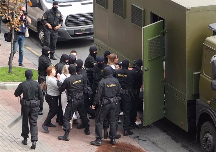 Detenció de manifestants a Minsk, Bielorússia