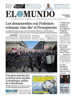 Portada de El Mundo de el 31 de agosto de 2020