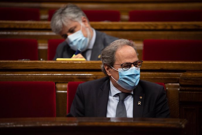 El president de la Generalitat, Quim Torra, durant un ple al Parlament.