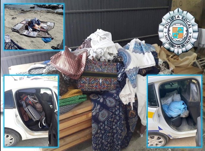 Imágenes del operativo contra la venta ambulante el pasado fin de semana en Sant Josep.