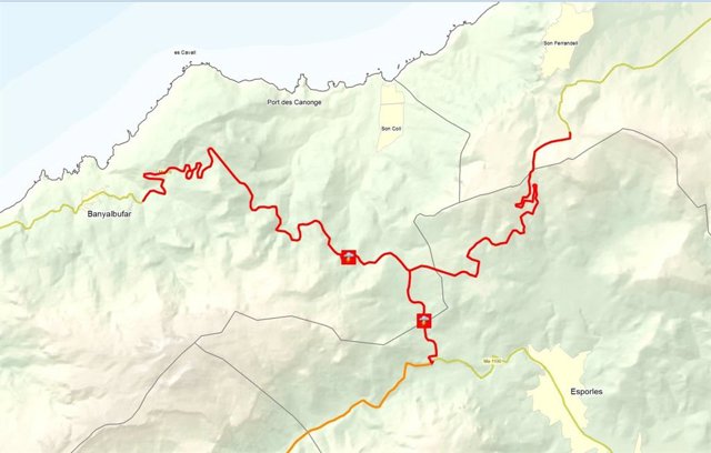 Cortes en la Ma-10 y la Ma-1100 por los daños del temporal, en el visor de incidencias de carreteras del Consell de Mallorca.