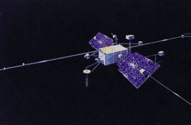 Impresión de un artista del Observatorio Geofísico Orbital 1 en órbita.