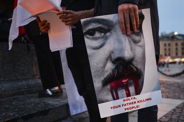 Protesta en Cracovia contra Alexander Lukashenko