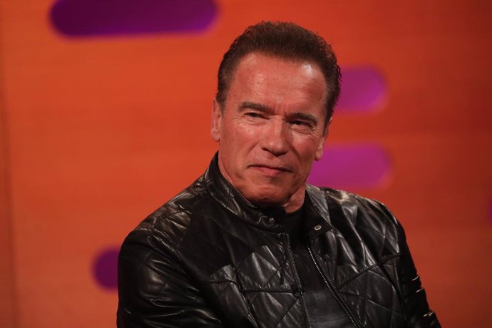 17 October 2019, England, London: Austrian-American Arnold Schwarzenegger reacts during the filming for the Graham Norton Show at BBC Studioworks 6 Television Centre. Photo: Isabel Infantes/PA Wire/dpa