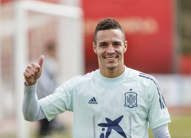 El internacional del Leeds Rodrigo Moreno en un entrenamiento con la selección española