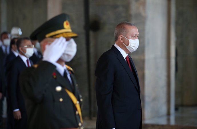 Erdogan en un acto en el mausoleo de Mustafá Kemal Ataturk