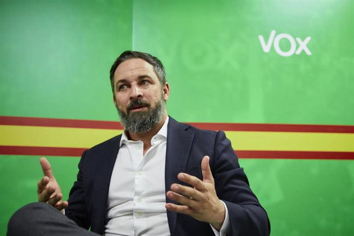 El presidente de Vox, Santiago Abascal, durante una entrevista con Europa Press en la sede del partido, en Madrid (España) a 4 de agosto de 2020.