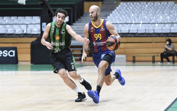 Nick Calathes durante el amistoso de pretemporada entre el Bara y el Joventut