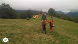 Rescate de una mujer herida en Ponga cuando subía al Pierzu