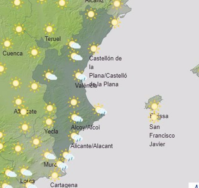 Previsión del tiempo en la Comunitat Valenciana este miércoles 2 de septiembre.